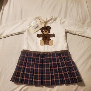 Fendi Kids Teddy Bear Printed Long Sleeved Dress